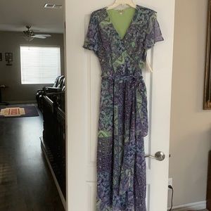 Chiffon Ruffle Lined Midi Dress